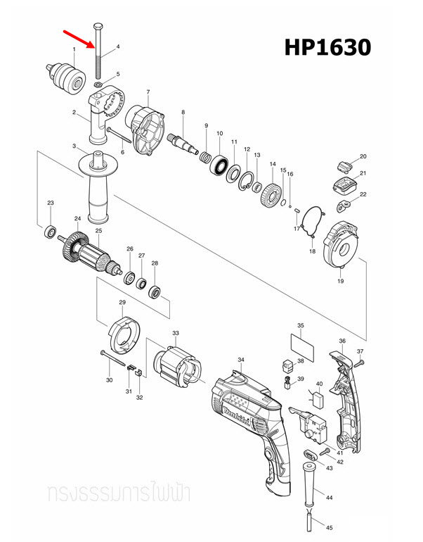 น๊อต สว่านกระเเทก Maktec, Makita MT811, MT813, MT814, MT817, HP1630, M8100, M8100B, M8103B Pn.265495-6 (แท้) ##
