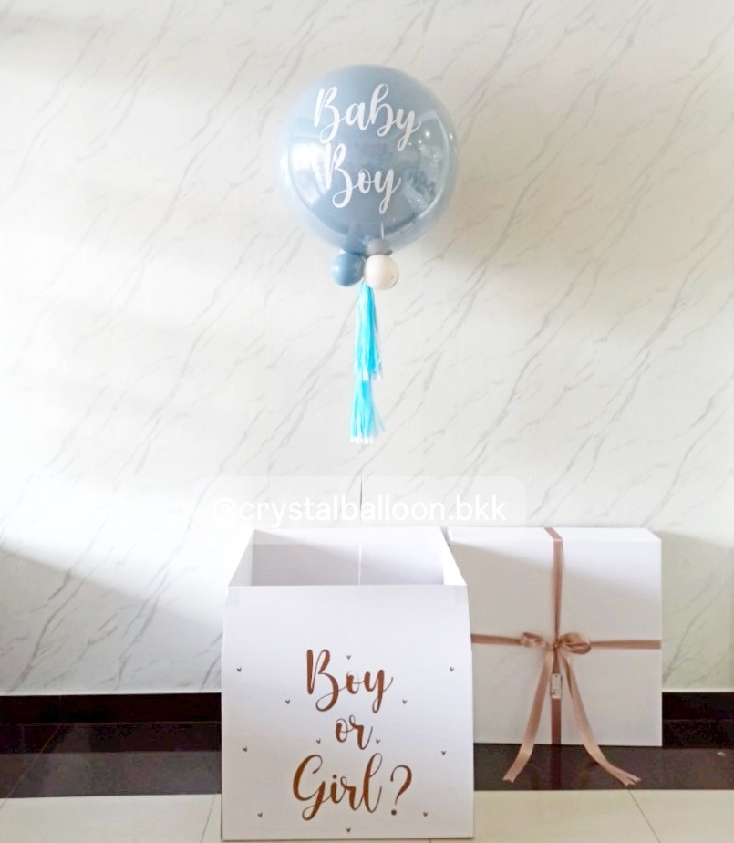 Surprise Box กล่องเซอร์ไพรส์ทายเพศ Bubble ขนาด 24" ลูกโป่งยาง พร้อมตกแต่ง สามารถเปลี่ยนสีลูกโป่ง/เปลี่ยนข้อความได้