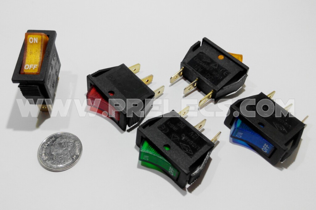Rocker Switch กลาง หน้าแคบ มีไฟ 12V