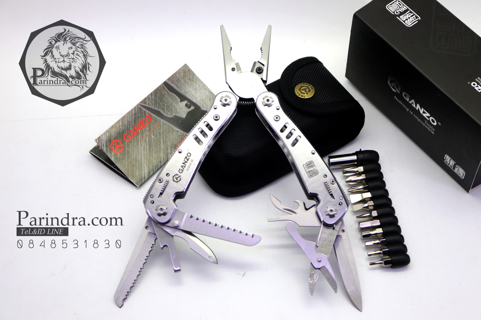 คีมเอนกประสงค์ Multi-Tools Ganzo กานโซ่ รุ่น G302-H สีเงินไทเทเนี่ยม ของแท้ 100%