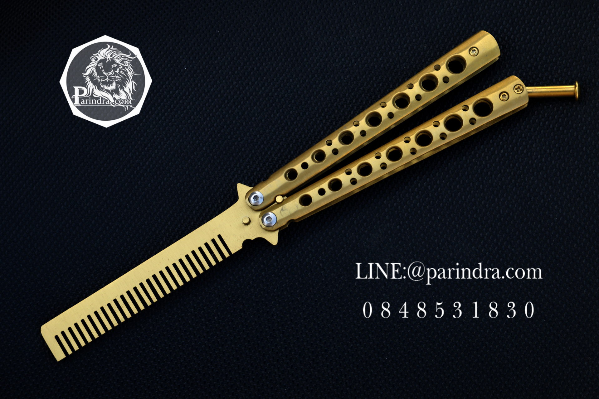มีดบาลีซอง Balisong มีดควง มีดปีกผีเสื้อใบเป็นหวีสีทอง BLA030