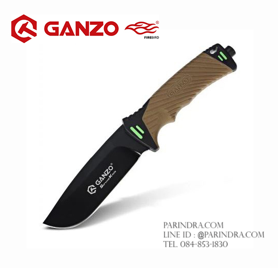 มีดใบตายเดินป่า Ganzo Hunting Survival Knife กานโซ่ รุ่น G-8012DY ด้ามสีดำ ของแท้ 100%