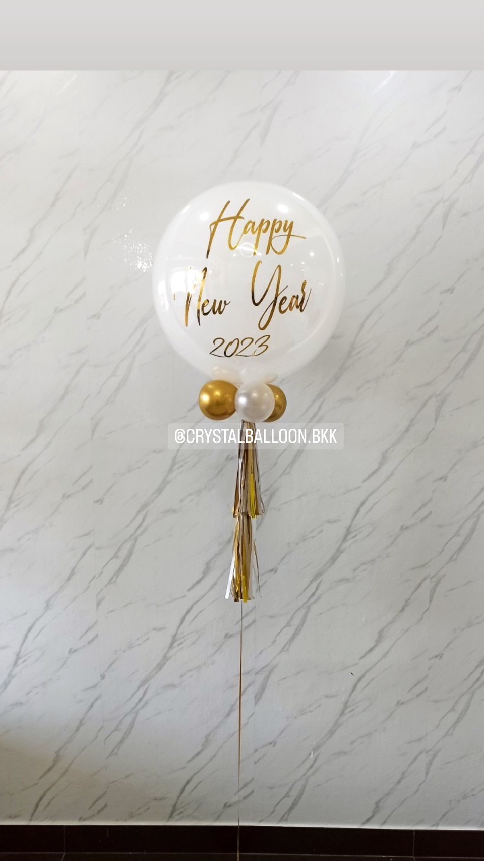 ลูกโป่ง New Year ลูกโป่งยาง ขนาด 24" สีขาว พร้อมตกแต่ง สามารถเปลี่ยนสีลูกโป่ง/เปลี่ยนข้อความ/เปลี่ยนขนาดได้
