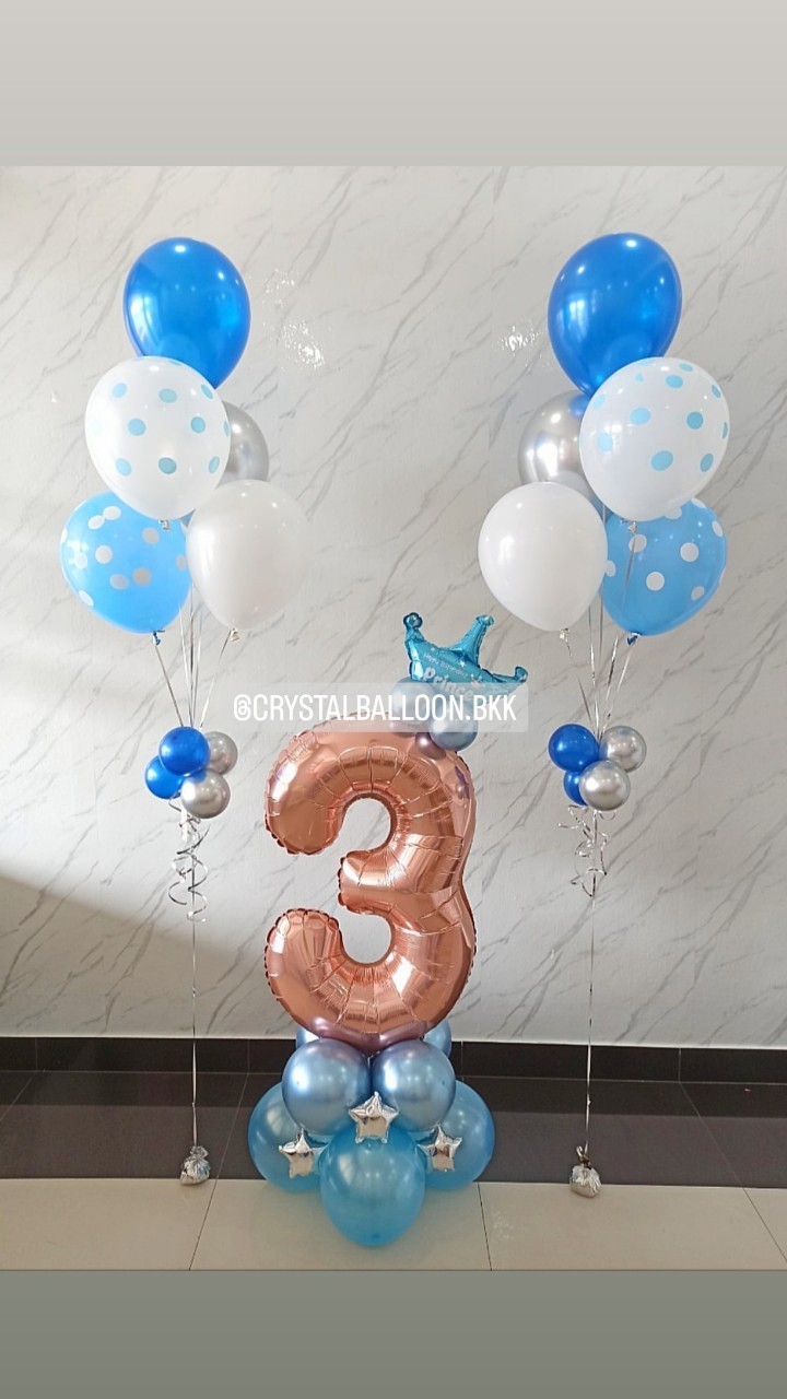 ลูกโป่ง วันเกิดเด็ก ฟอยล์ตัวเลข ขนาด 40" ตั้งฐาน 1 ชิ้น พร้อม ช่อลูกโป่ง ช่อ 5 ลูก 2 ช่อ พร้อมตกแต่ง สามารถเปลี่ยนสีลูกโป่ง/เปลี่ยนสี-ฟอยล์ตัวเลข/เปลี่ยนฟอยล์ตกแต่งได้