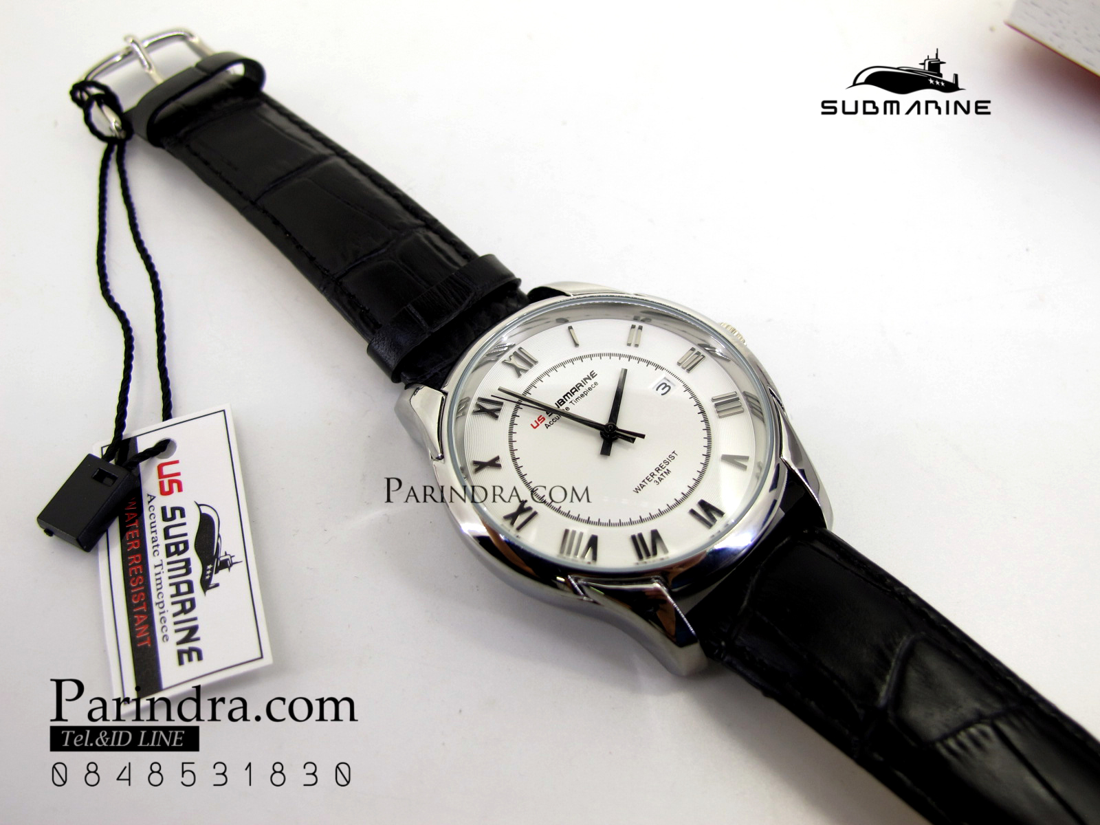 นาฬิกา US Submarine J118MD ของแท้ 100 % สายหนังดำหน้าปัดขาว