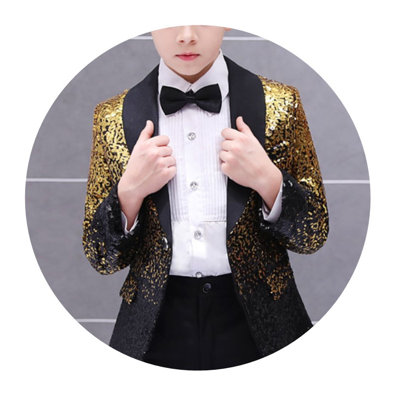 พร้อมเช่า ชุดสูทเด็กชาย สีทูโทน งานกลิตเตอร์แน่นๆ หรูหรา **พร้อมเช่าไซส์ 120,130,140,150**