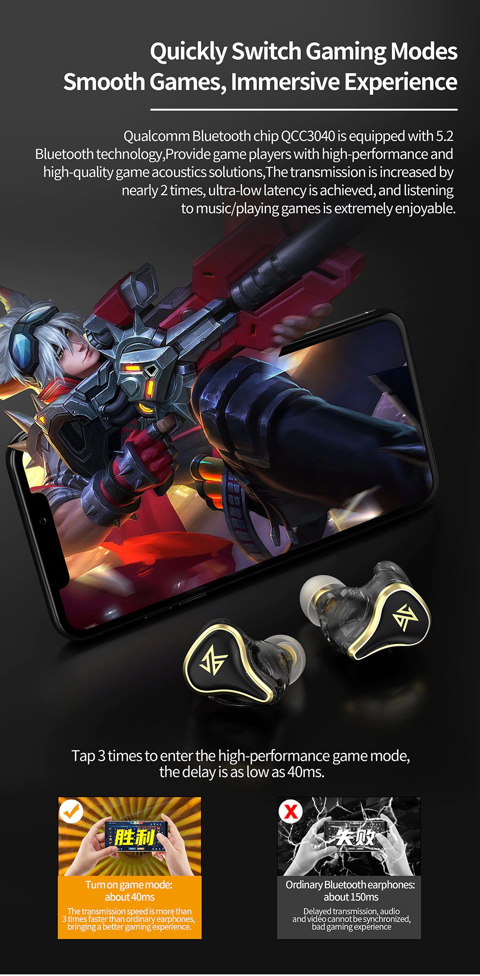 KZ SK10 PRO หูฟัง TWS 2 ไดรเวอร์ 1BA+1DD ประกันศูนย์ไทย