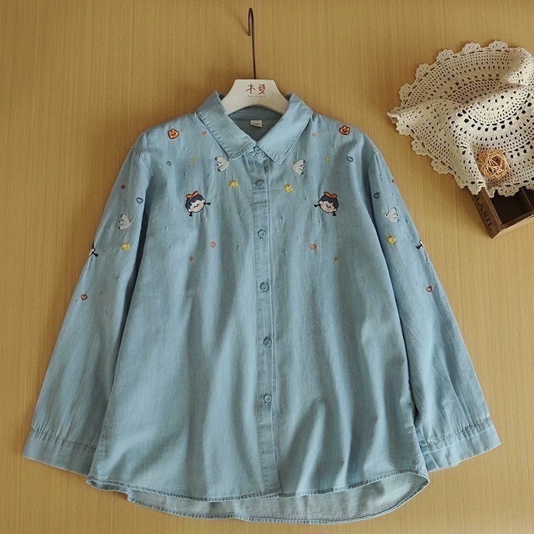 เสื้อเชิ้ตยีนส์ลายปัก