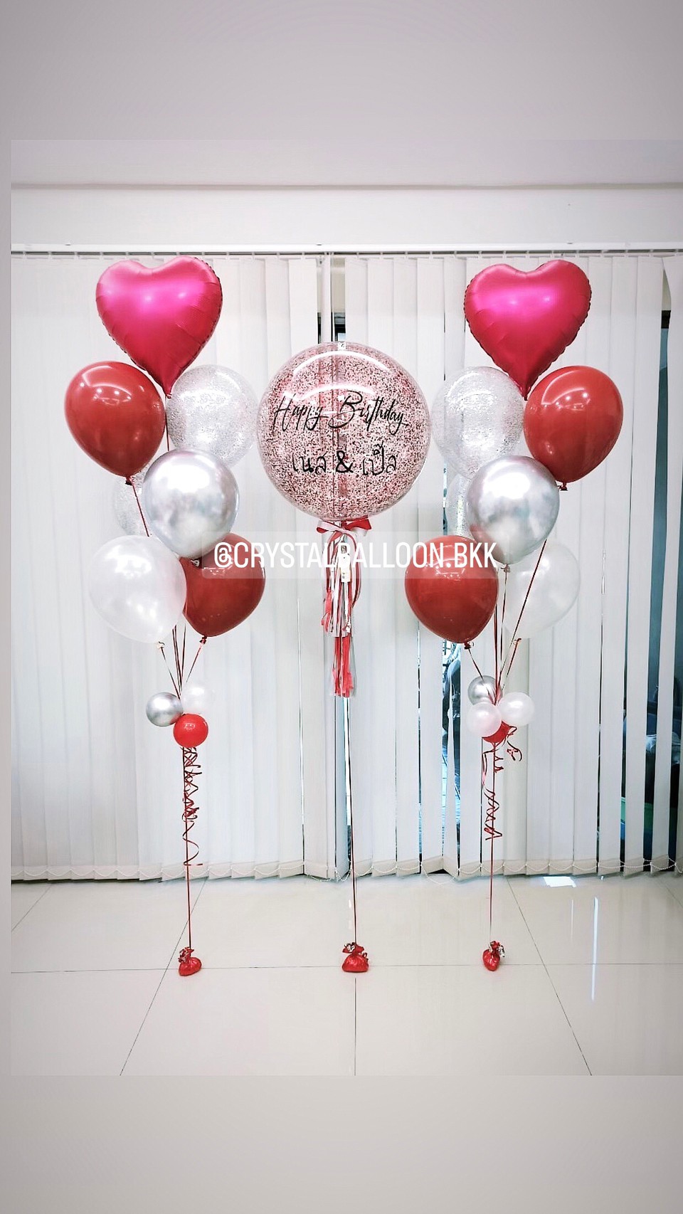 ลูกโป่ง วันเกิด Bubble ขนาด 24" พร้อม ช่อลูกโป่งฟอยล์หัวใจ ขนาด 18" 2 ช่อ พร้อมตกเเต่ง สามารถเปลี่ยนสีลูกโป่ง/เปลี่ยนข้อความ/เปลี่ยนขนาดได้