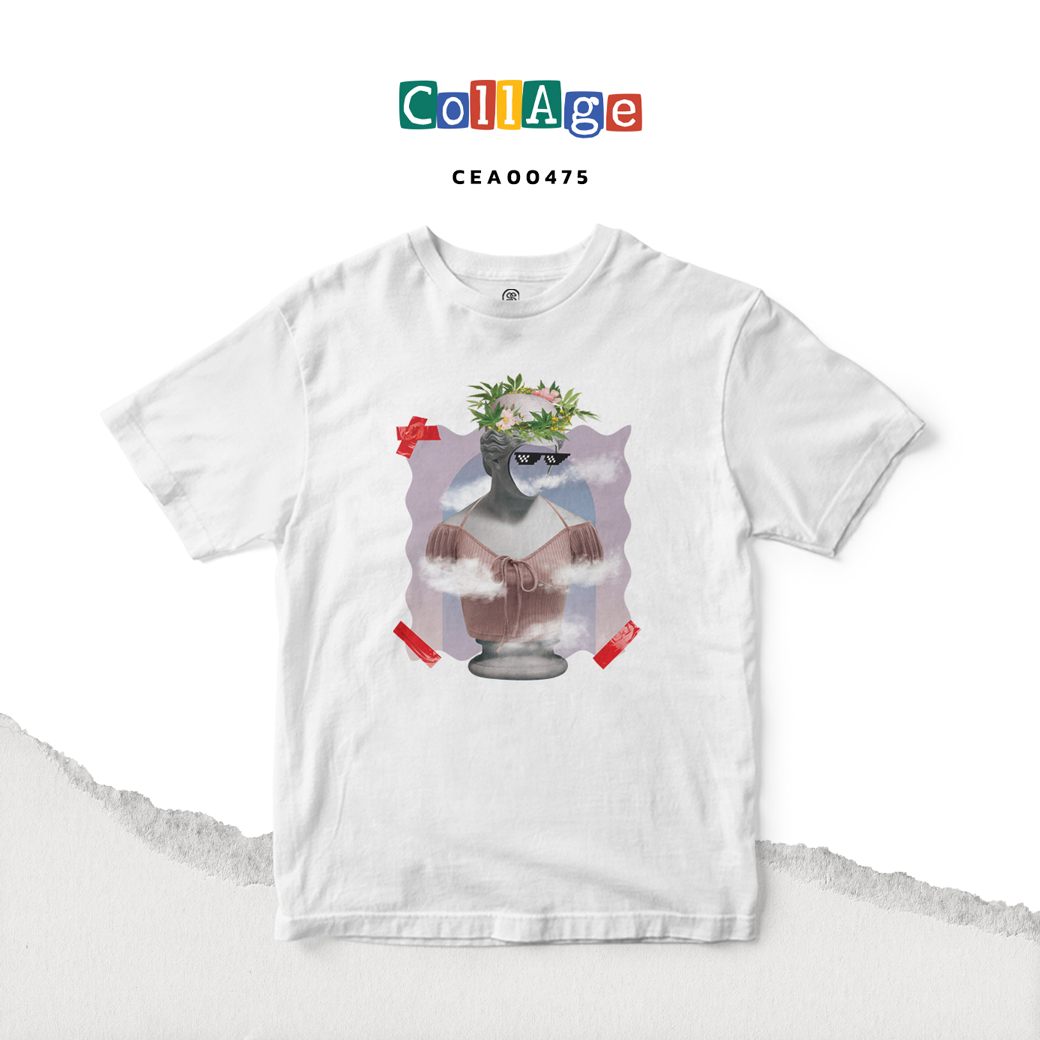 เสื้อยืดพิมพ์ลาย Collage Smoke Cannabis II รหัส CEA00475 สีขาว #เสื้อยืด #Collage