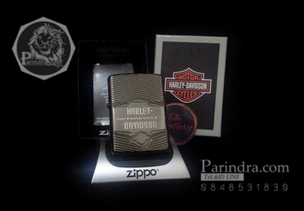 ไฟแช็ค Zippo แท้ " Zippo 29165 Harley-Davidson Logo Black Ice Chrome Armor แท้นำเข้า 100%