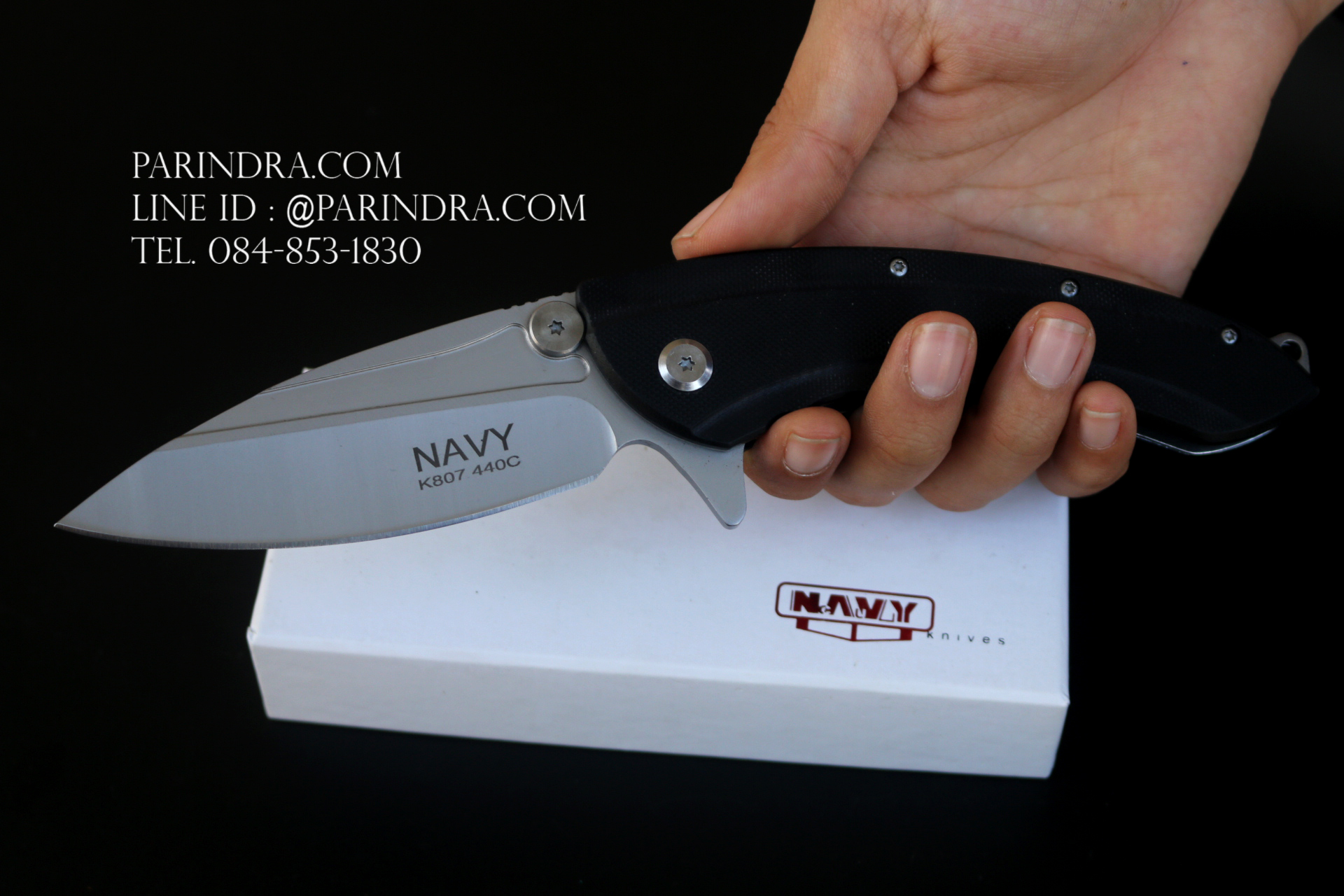 มีดพับ Navy รุ่น K807B สีดำ ใบสีเงิน ด้าม G10 ทรงสวย ของแท้ 100%