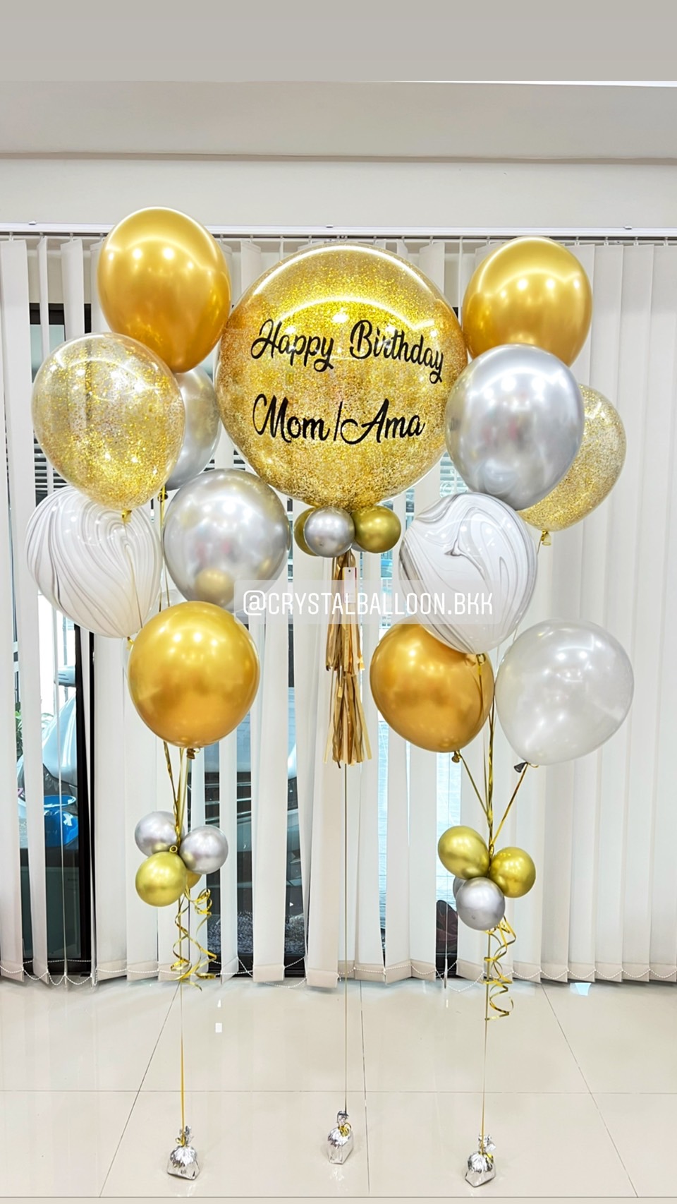 ลูกโป่ง วันเกิด Bubble ขนาด 24" Theme สีทอง พร้อม ช่อลูกโป่ง ช่อ 7 ลูก 2 ช่อ,ลูกโป่งใส ใส่กลิตเตอร์,ลูกโป่งลายหิน USA 2 ลูก พร้อมตกเเต่ง สามารถเปลี่ยนสีลูกโป่ง/เปลี่ยนข้อความ/เปลี่ยนขนาดได้