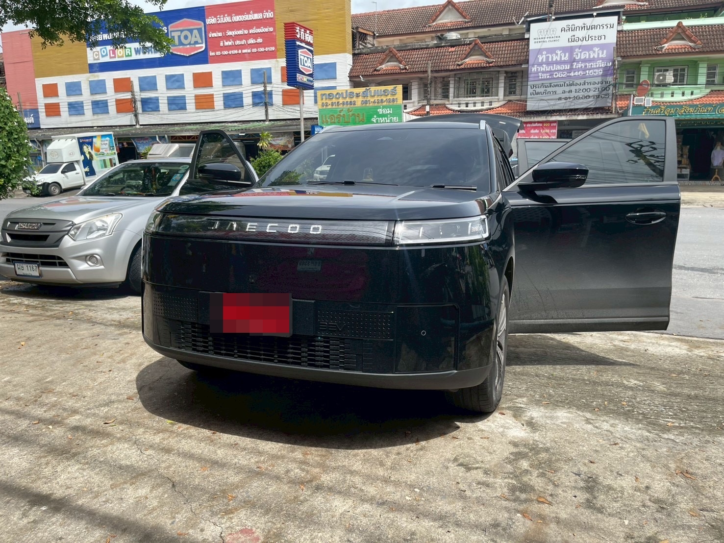 พรมรถยนต์ Jaecoo J5 EV ปูพรมVVIP ด้ายคู่ สีดำด้ายแดง 3 ชิ้น