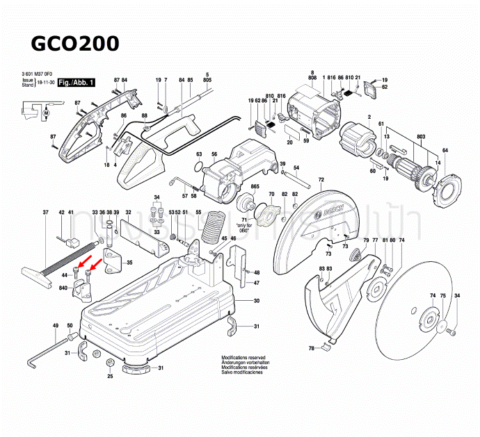 สกรูและแหวนรวมกัน เครื่องตัดเหล็ก BOSCH รุ่น GCO14-24, GCO14-24่J, GCO 20-14, GCO200, GCO220, GCO240 (ราคา/ชิ้น) Pn.1609B03629 (แท้-สั่ง)