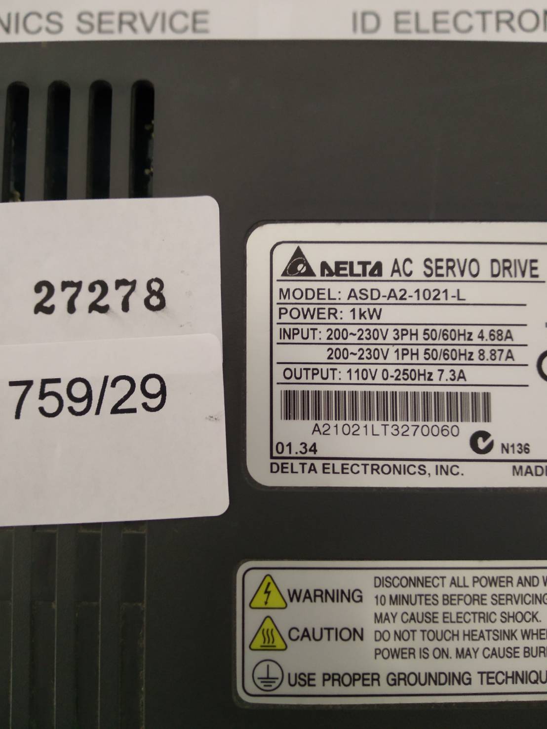 ASD-A2-1021-L SERVO DRIVE " DELTA "