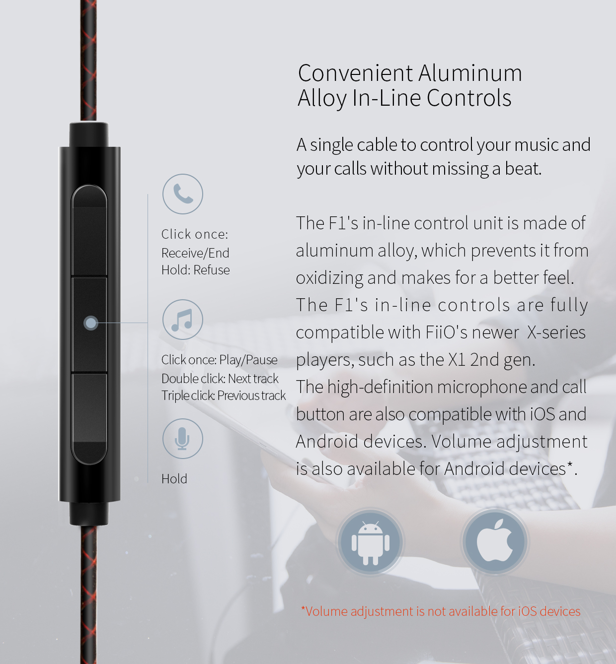 ขาย FiiO F1 หูฟัง IEM พร้อมรีโมทควบคุมอเนกประสงค์ ใช้งานได้ทั้งระบบ iOS และ Android