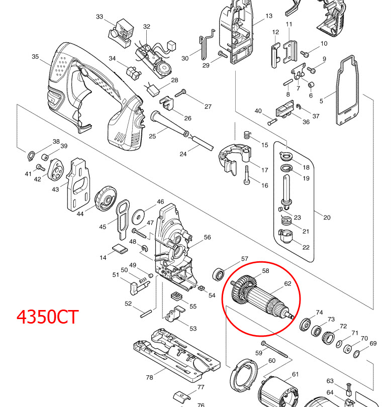 ทุ่น จิ๊กซอว์ Makita มากีต้า รุ่น 4340CT, 4350CT (แท้) ##(*)