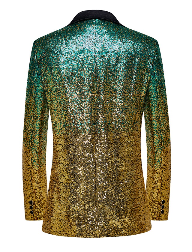 Pre-order เสื้อสูทชาย สูทแฟชั่น สูทกลิตเตอร์ ไล่สี สีทองเขียว