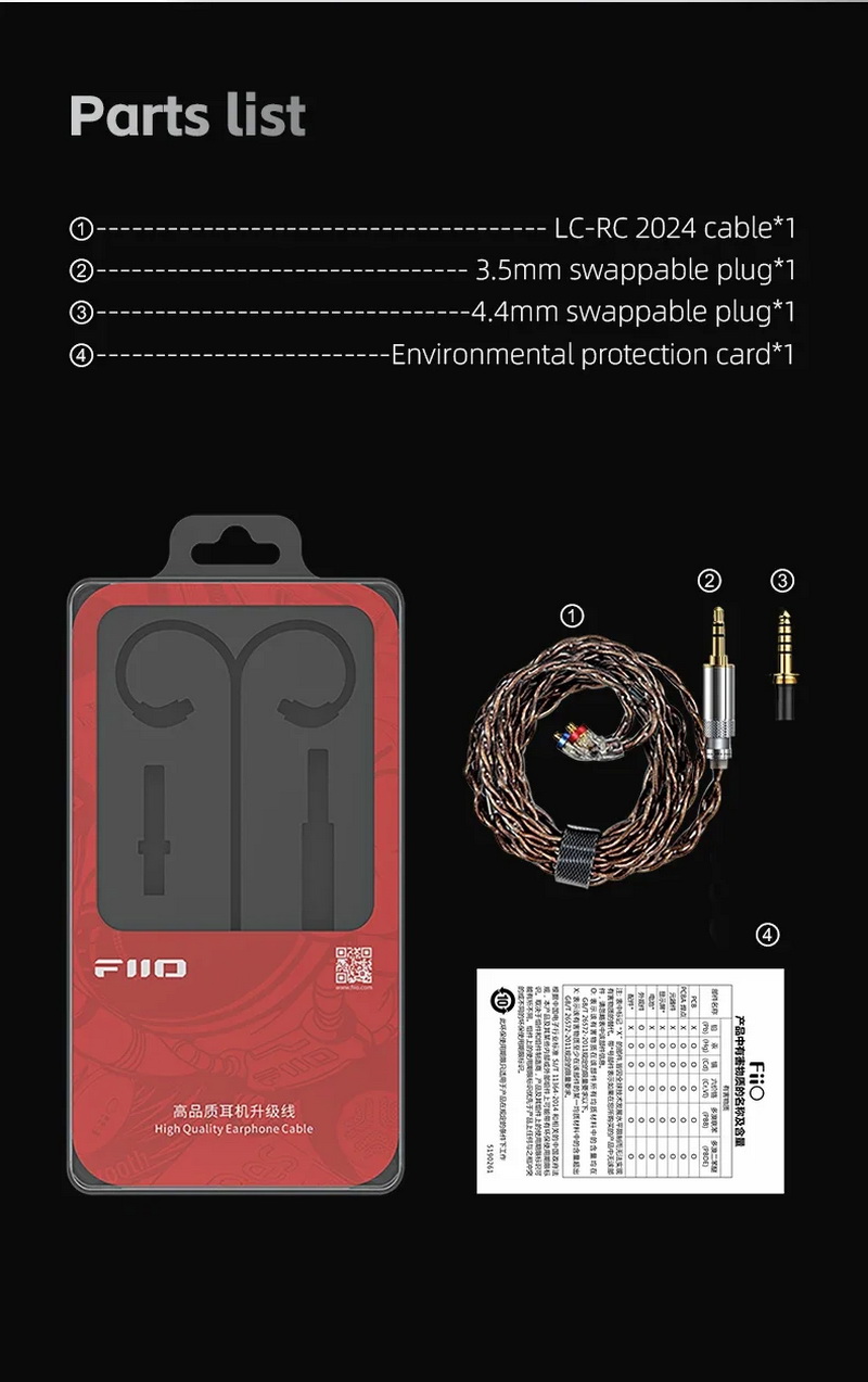 FiiO LC-RC 2024 รุ่นใหม่ปี 2024 สายอัพเกรดหูฟังทองแดงผลึกเดี่ยว Furukawa ถอดเปลี่ยนปลั๊กได้ ประกันศูนย์ไทย
