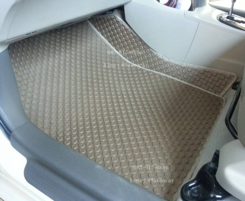 ยางปูพื้นรถยนต์เข้ารูป Toyota Vios 2012 กระดุมสีน้ำตาลขอบครีม