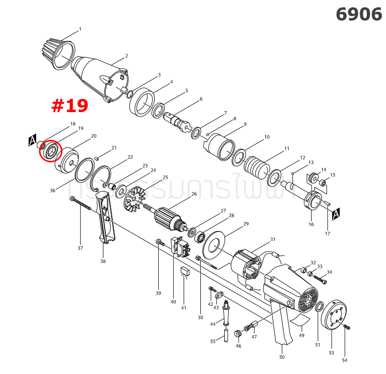 BALL BEARING3009 บล็อคไฟฟ้า Makita 6906 [#19] Pn.211441-7 (แท้) ##