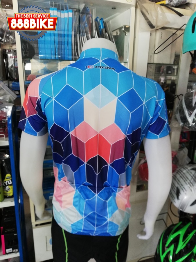 เสื้อสำหรับปั่นจักรยานอย่างดี CIGNA มีสีน้ำเงินขาวฟ้า , ดำเทา , ฟ้าขาวแดง M, XL