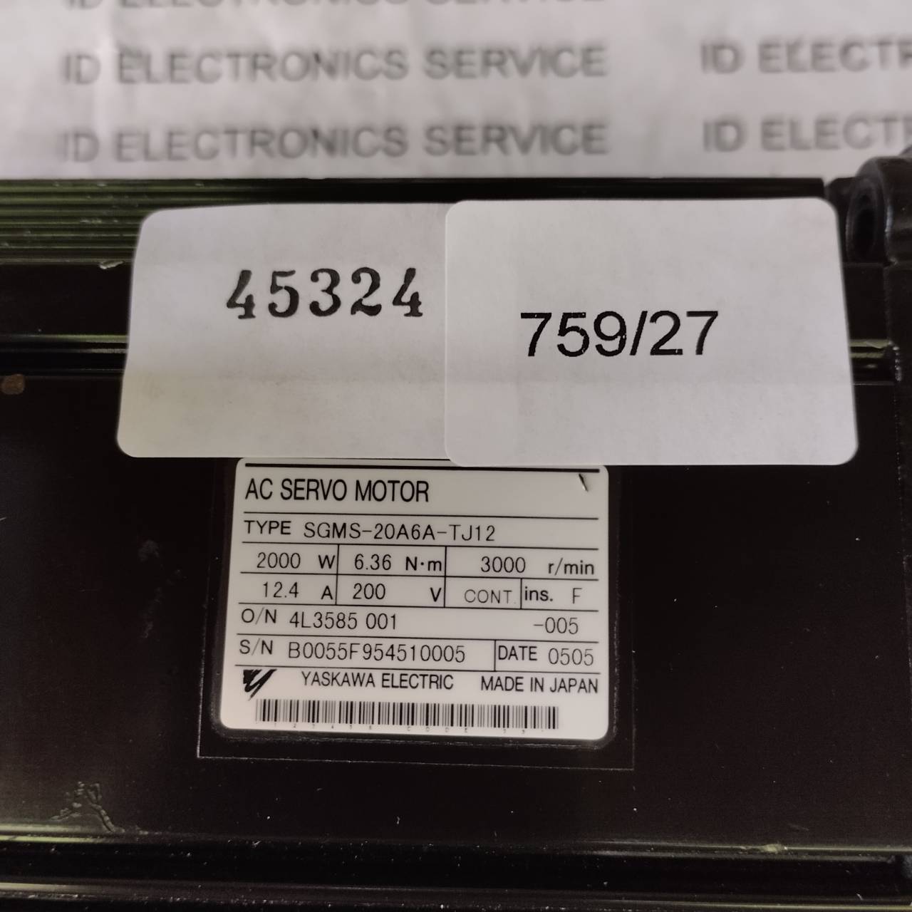 SGMS-20A6A-TJ12 SERVO MOTOR " YASKAWA "