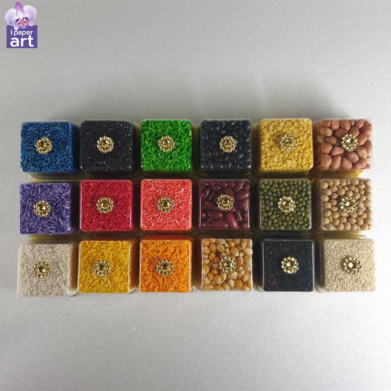 ธัญพืชมงคล - ข้าวอักษัต 9 สี | จัดหิ้ง บูชาเทพ งานแต่ง งานขึ้นบ้านใหม่ | บรรจุกล่อง 50 ml.