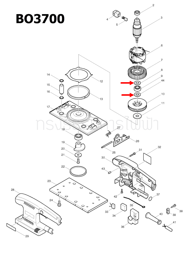 THIN WASHER 10 เครื่องขัดกระดาษทราย Makita มากีต้า BO3700 [#8] Pn.253311-4 (แท้) ##