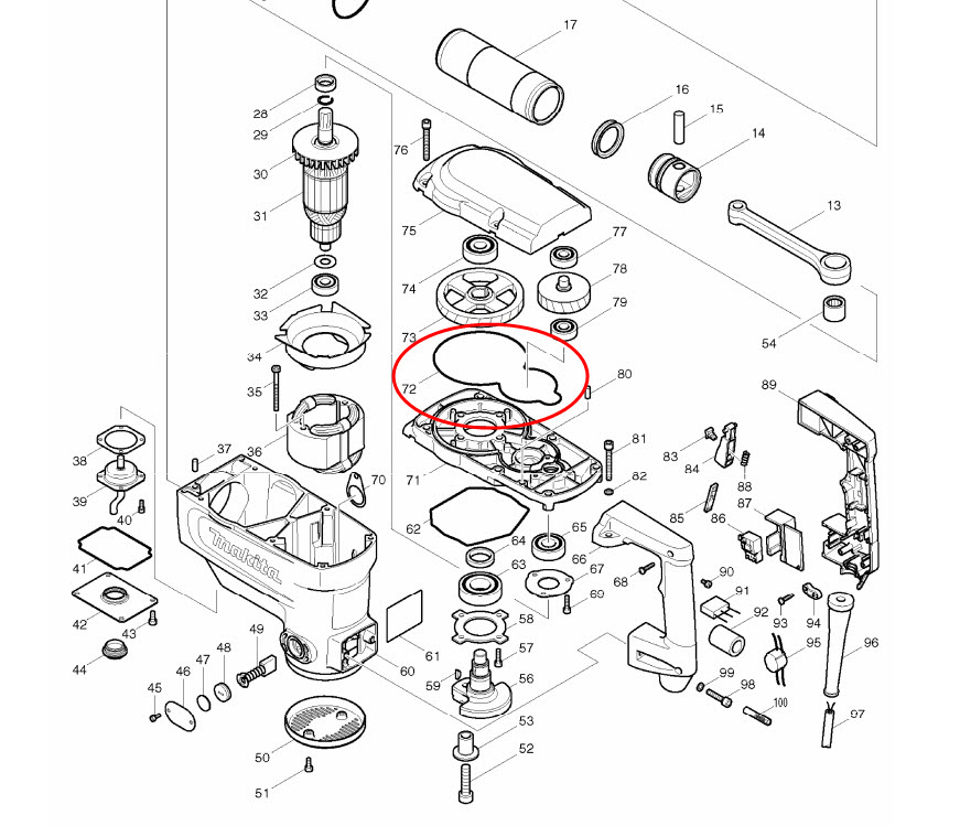 ซีลยางเสื้อสกัด Makita-มากีต้า HM1306 [#72] Pn.424049-0 (แท้) ##(*)