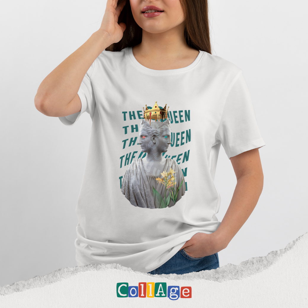 เสื้อยืดพิมพ์ลาย Collage THE QUEEN II รหัส CEA00477 สีขาว #เสื้อยืด #Collage