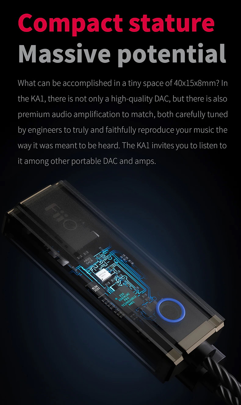 FiiO KA1 DAC&Amp หางหนูระดับเรือธง รองรับ MQA, Hi-Res