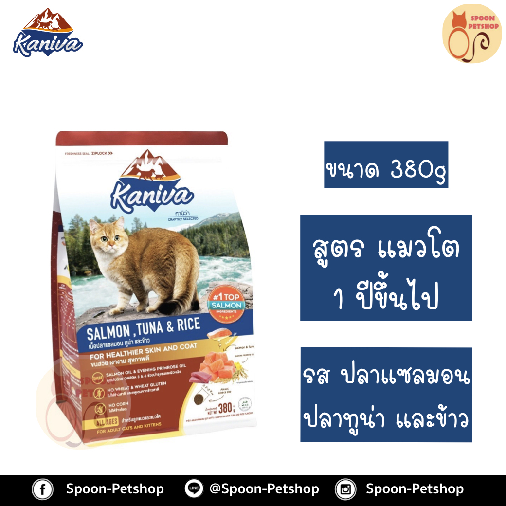 Kaniva อาหารแมว คานิว่า รสปลาแซลมอน ปลาทูน่า และข้าว 380g