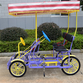 จักรยานหรรษา SURREY BIKE แบบ 2 คนปั่น+ 1 เก้าอี้เด็ก+ร่มกันแดด ปั่นพร้อมกัน หรรษาทั้งครอบครัว พร้อมได้ออกกำลังกาย