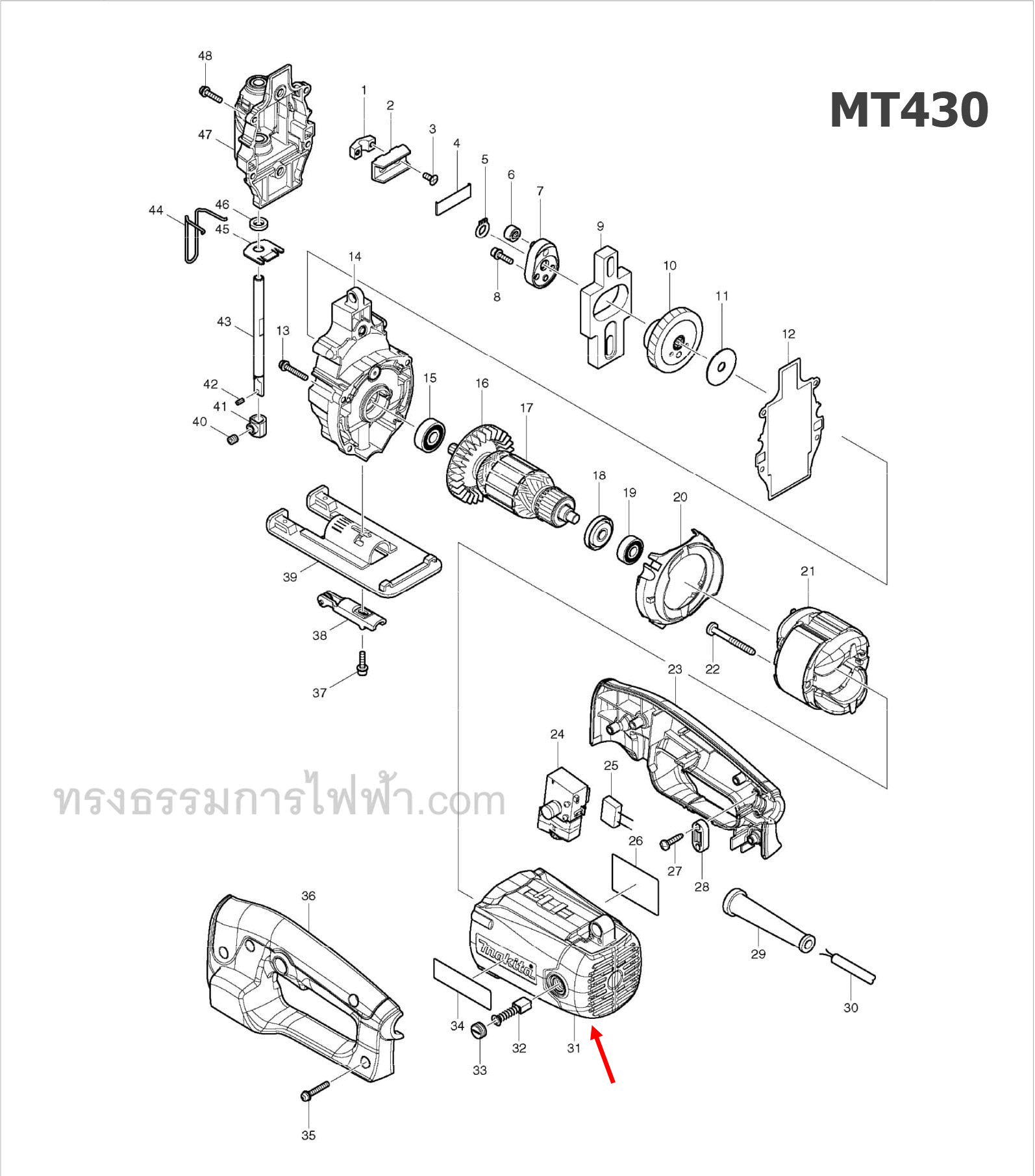 เสื้อฟิลคอยล์ จิ๊กซอว์ มาคเทค-Maktec MT430 [#31] Pn.188669-1 (แท้) ##
