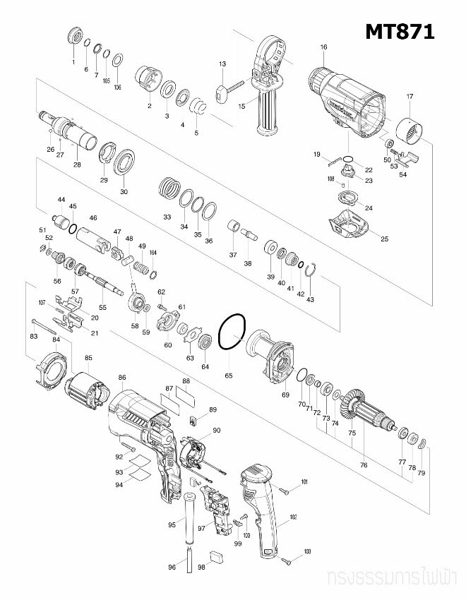 TAPPING SCREW 4X18 Makita, Maktec MT190, MT560, DDF486, M1100, M1100KX1B, M1901, GA5010, GA5020, M6001, M6001B Pn.266326-2 (แท้)+
