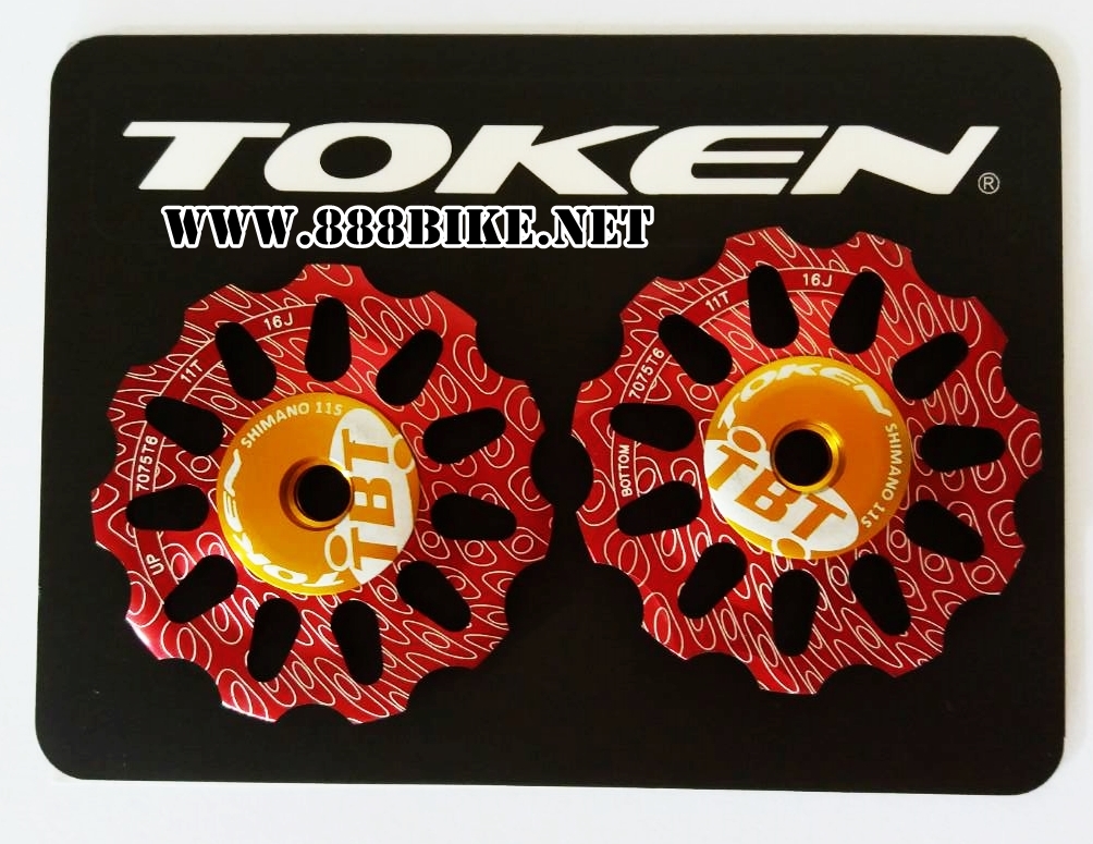 ลูกรอกตีนผี ลูกกลิ้งตีนผีหลังเซลามิค TOKEN CERAMIC TK1731-TBT-RED (SRAM/SHIMANO) 11T+11T