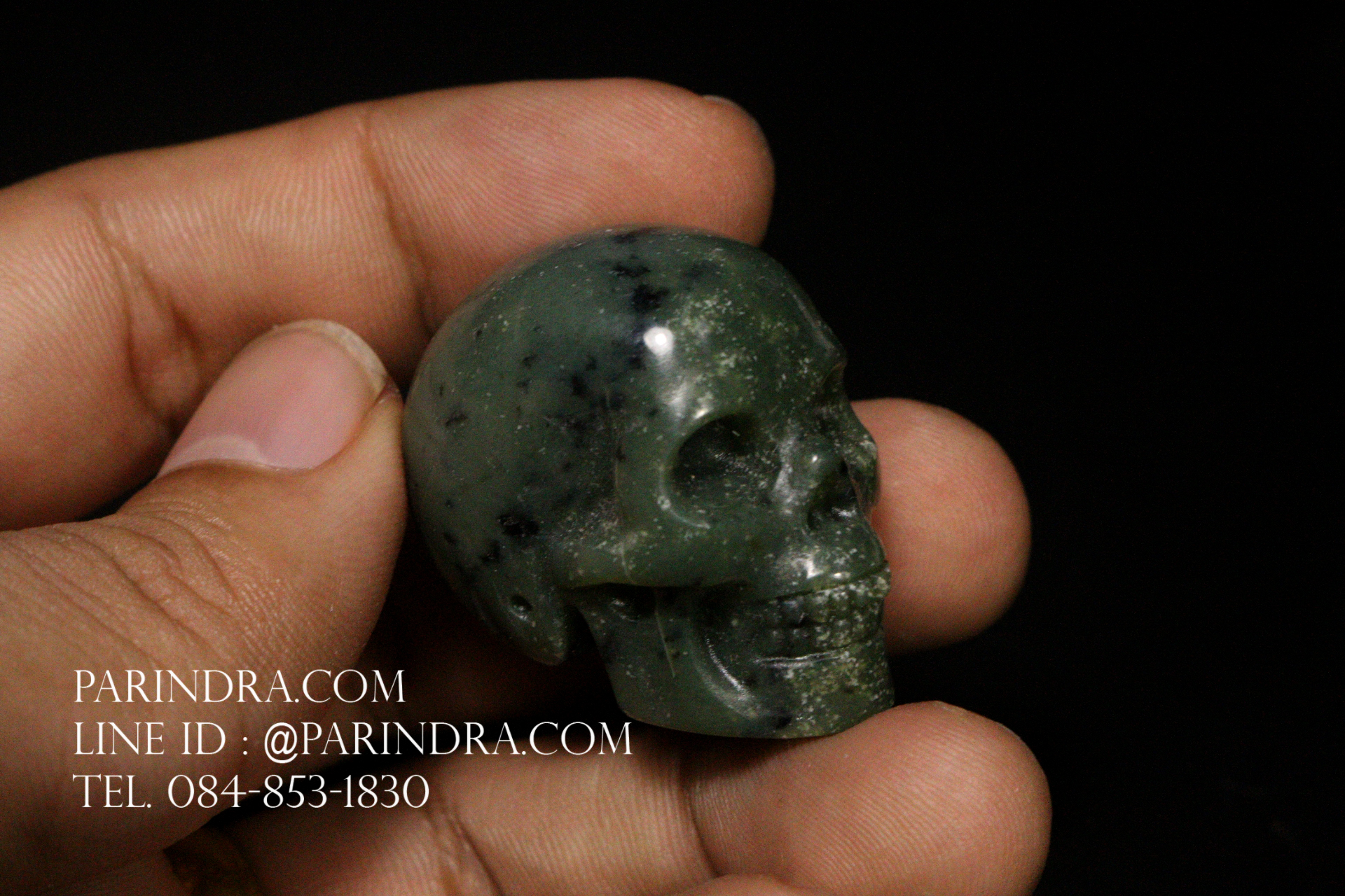 หินแร่ AVENTURINE แกะสลักรูปหัวกระโหลก #SKC004