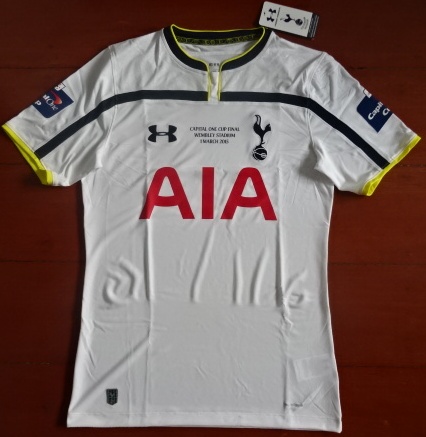 เสื้อฟุตบอล ทีมสโมสรท็อตแน่ม ฮ็อทสเปอร์ ชุดเหย้า 2014/15 ปักนัดชิง Capital One Cup Final 2015 ใหม่ M-Size / TOTTENHAM HOTSPUR Football Shirt Home Kit 2014/15 Capital One Cup Final 2015 MDT Jersey NEW M-Size