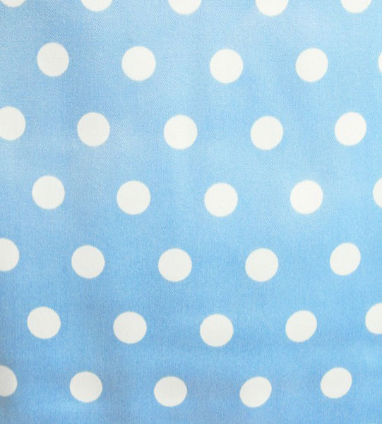 พร้อมส่ง ชุดเดรสสั้น แซก ลายจุด Polka dot สีฟ้า-ขาว แขนย้วย ผ้ามันนิดๆ