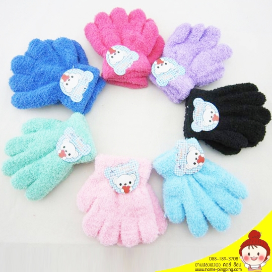 ถุงมือกันหนาวเด็ก สีปะการัง ไม่มีลาย สำหรับเด็กวัย 2-6 ปี
