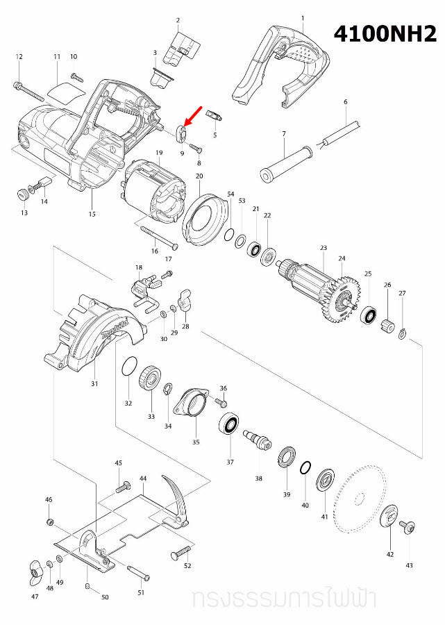 STRAIN RELIEF สกัดไฟฟ้า Maktec มาคเทค, เครื่องตัดคอนกรีต Makita มากีต้า MT190 [#11], MT560 [#43], MT860 [#64], MT941 [#28], GD0601 [#33], 4100NH2 [#9], 5007N, 5007NF [#40], 9556NB [#44] Pn.687140-7 (แท้) ##