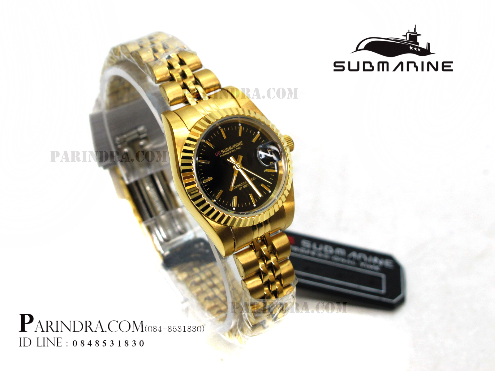 นาฬิกา US submarine รุ่น SUB108L D เรือนทองล้วนหน้าปัดดำ