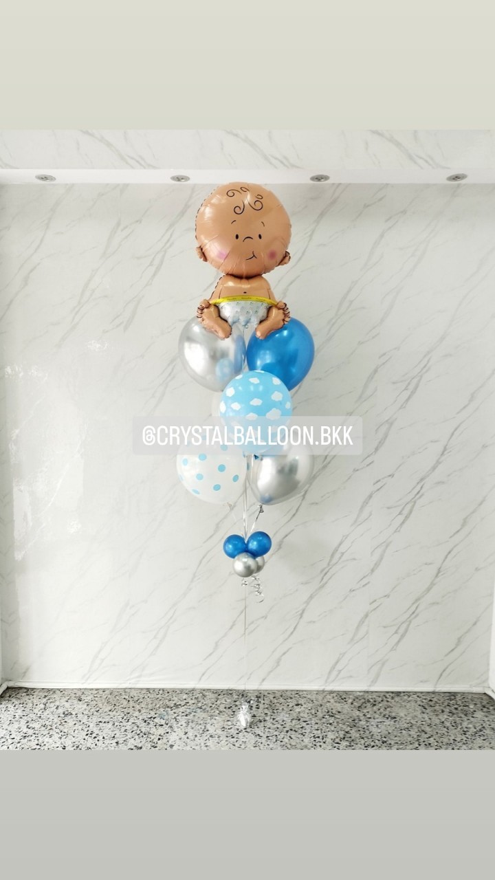 ลูกโป่ง Welcome Baby ช่อลูกโป่งฟอยล์เด็ก ช่อ 7 ลูก 1 ช่อ พร้อมตกแต่ง สามารถเปลี่ยนสีลูกโป่ง/เปลี่ยนฟอยล์ตกแต่งได้