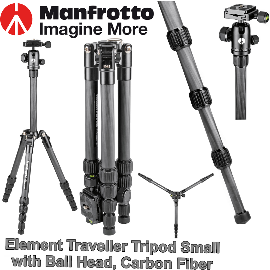 ขาตั้งกล้องคาบอนไฟเบอร์ Element Traveller Tripod Small with Ball Head, Carbon Fiber Black สีดำ MF-MKEL-S5CFB Manfrotto ประกันศูนย์ 5 ปี