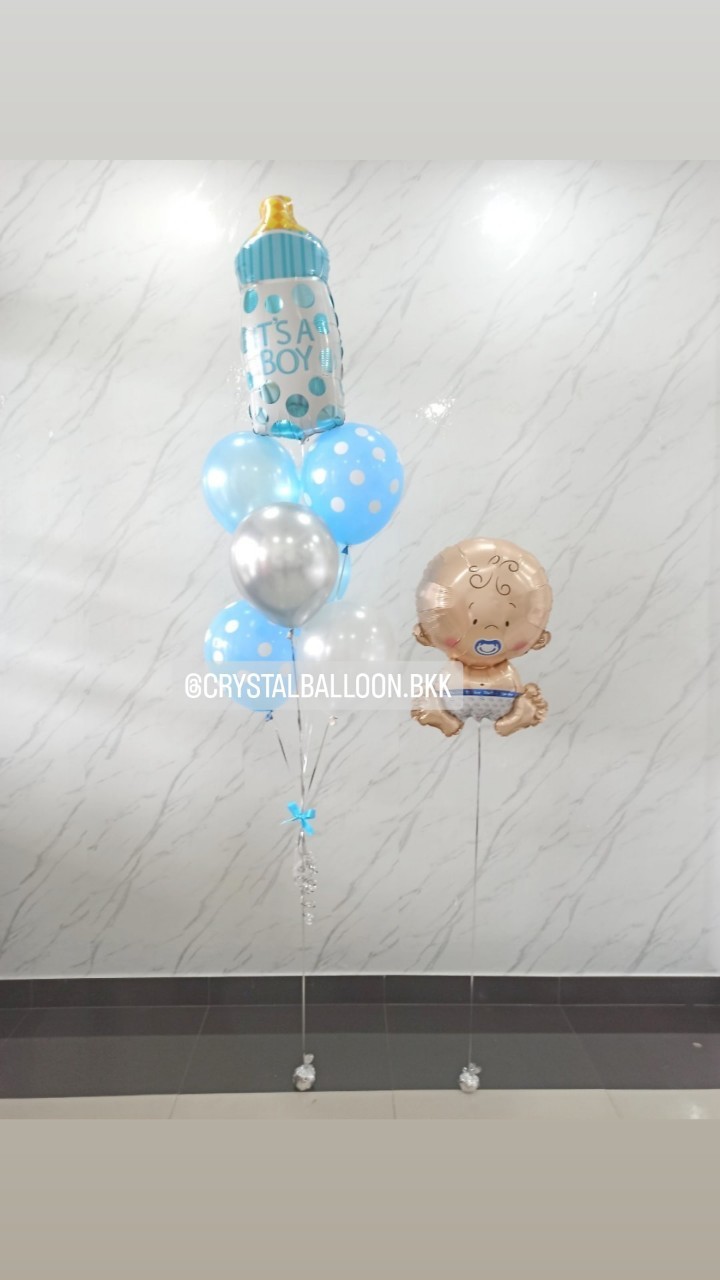 ลูกโป่ง Welcome Baby ช่อลูกโป่งฟอยล์ขวดนม ช่อ 7 ลูก 1 ช่อ พร้อมตกแต่ง ฟอยล์เด็กทารก 1 ชิ้น สามารถเปลี่ยนสีลูกโป่ง/เปลี่ยนสี-ฟอยล์ตกแต่งได้