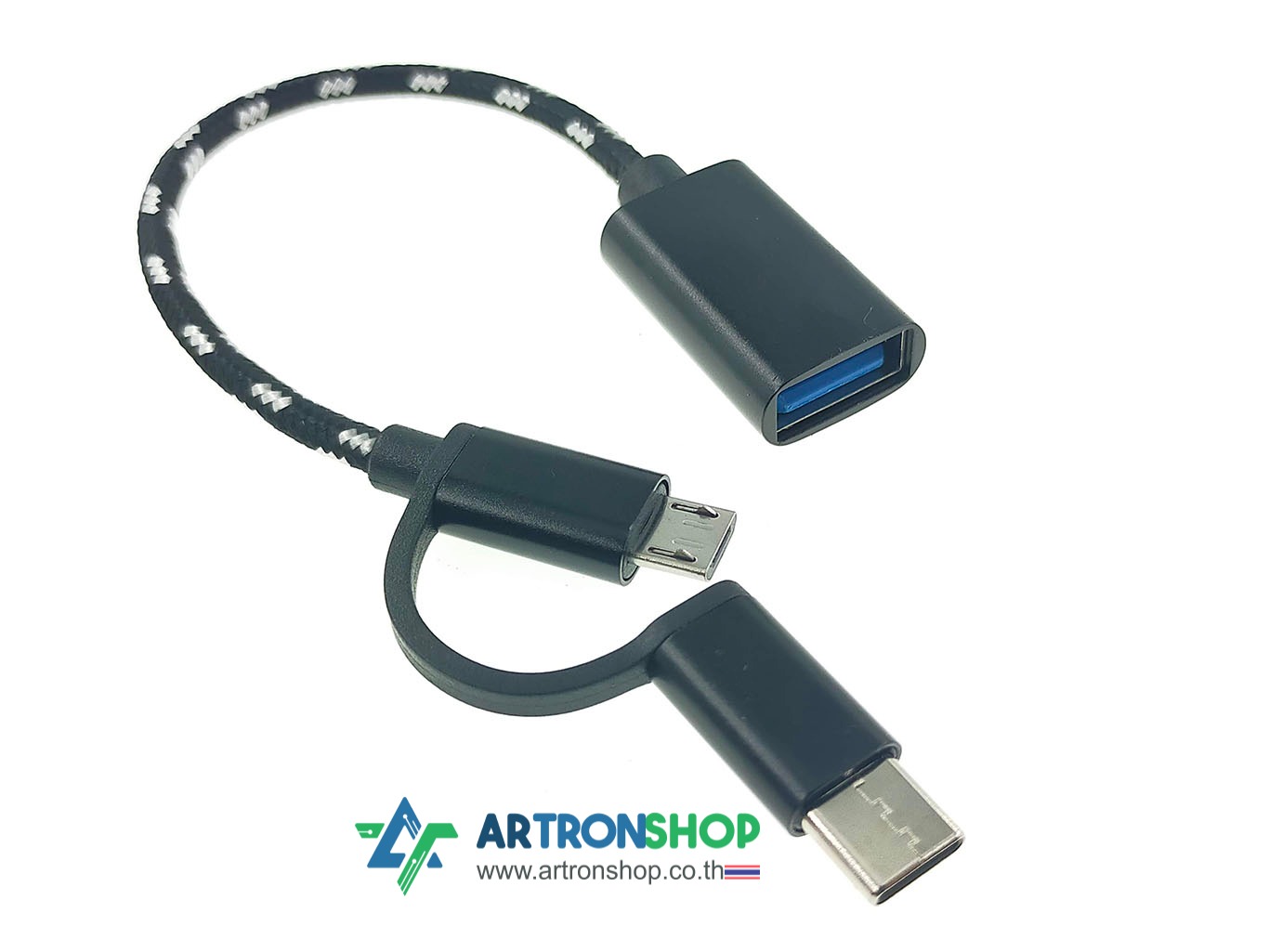 สาย USB-OTG แปลง MicroUSB USB-C เป็น USB Type-A female