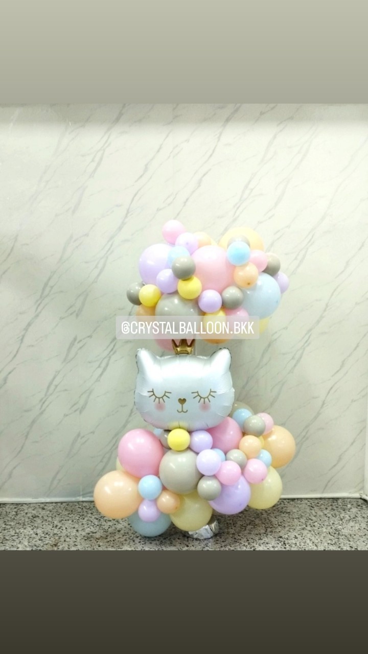 ลูกโป่ง Welcome Baby Organic ฟอยล์แมว สีขาว Anagram 1 ชิ้น Theme พาสเทล พร้อมตกแต่ง สามารถเปลี่ยนสีลูกโป่ง/เปลี่ยนฟอยล์ตกแต่งได้