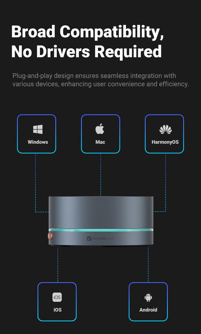 Fosi Audio VOL20 ปุ่มควบคุมระดับเสียงมัลติมีเดียผ่านบลูทูธพร้อมไฟ RGB ประกันศูนย์ไทย